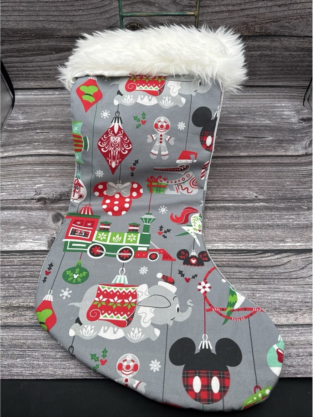 Disney Parks Christmas Holiday 2018 Nordic Icons Faux Fur Trimmed Stocking NWT